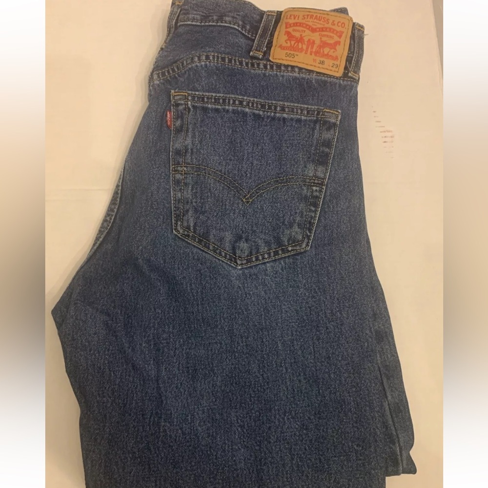 Levi's 505 Men's Jeans Regular Fit Blue Denim 38W 29L Medium Wash